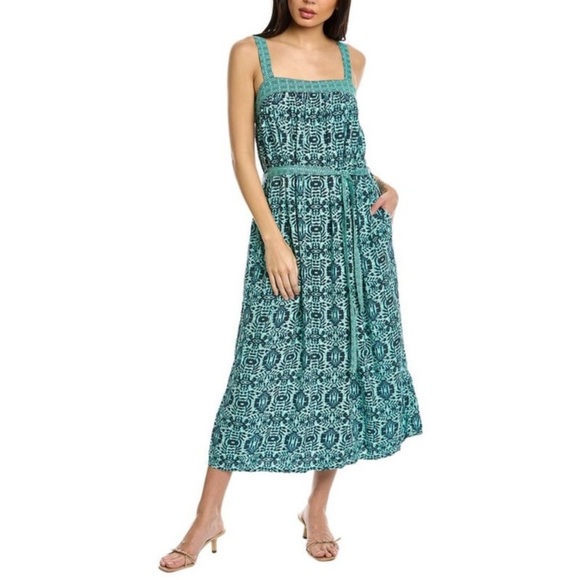 MICHAEL STARS Shelly Moroccan Blue Maxi Dress Size Large ••NO BELT••